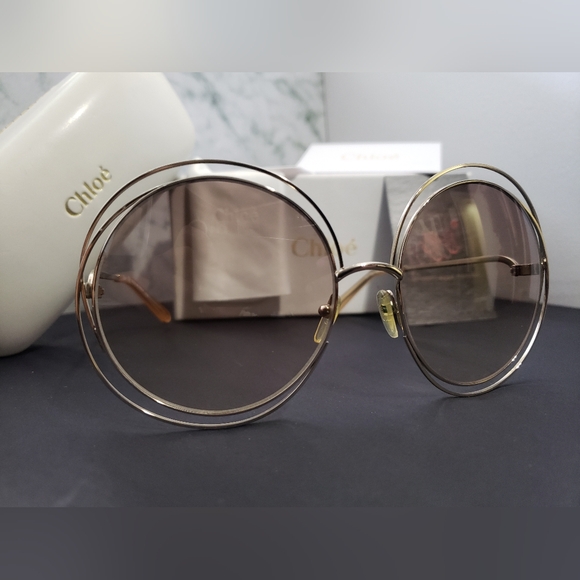 Chloé Carlina Sunglasses Oversized Round - Picture 1 of 15